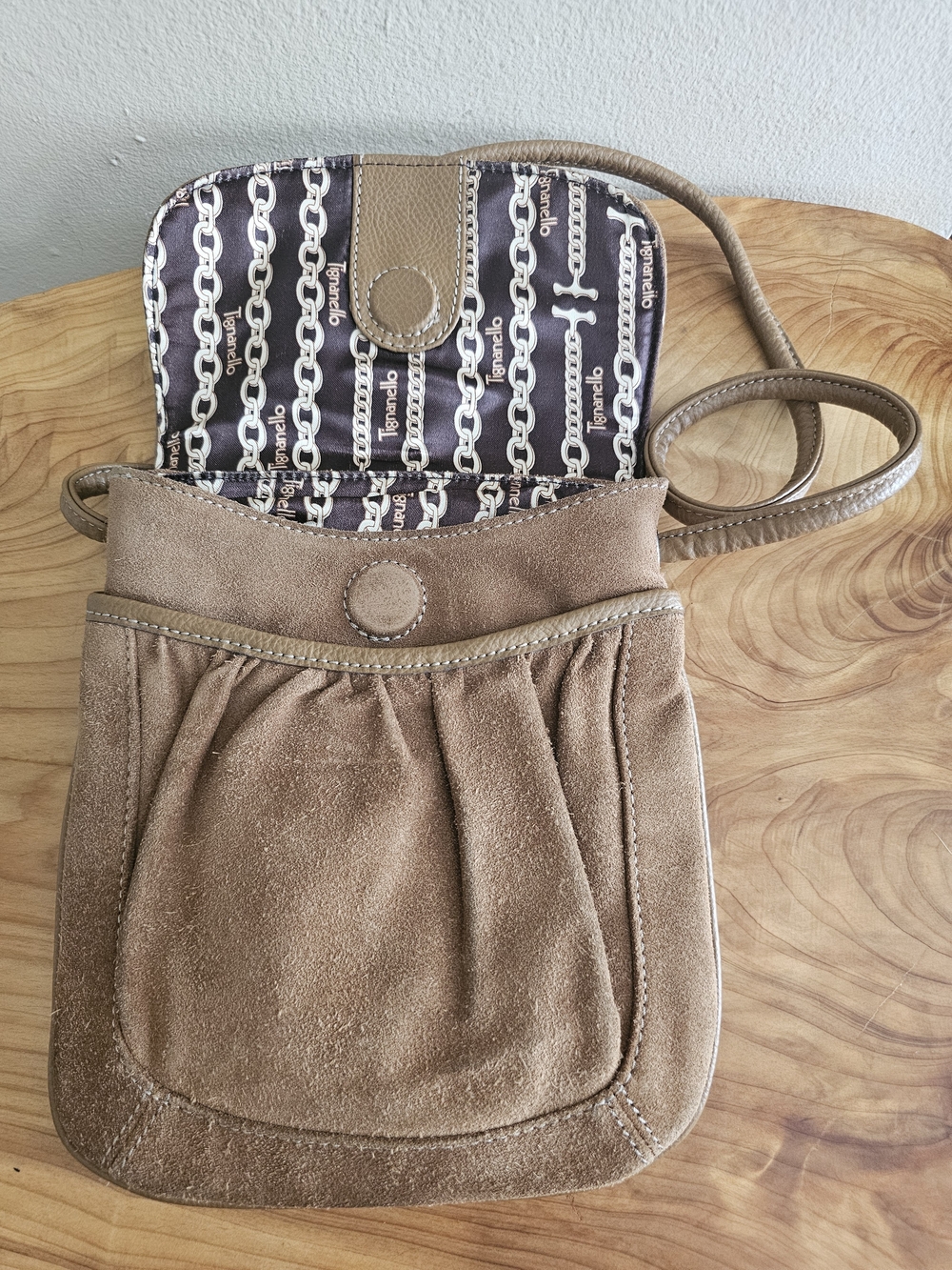 Tignanello Taupe Suede Crossbody Bag - Picture 7 of 7